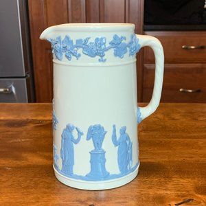 Wedgwood Embossed Queen's Ware Lavender on Cream 6 3/4" H Rope Handled Pitcher